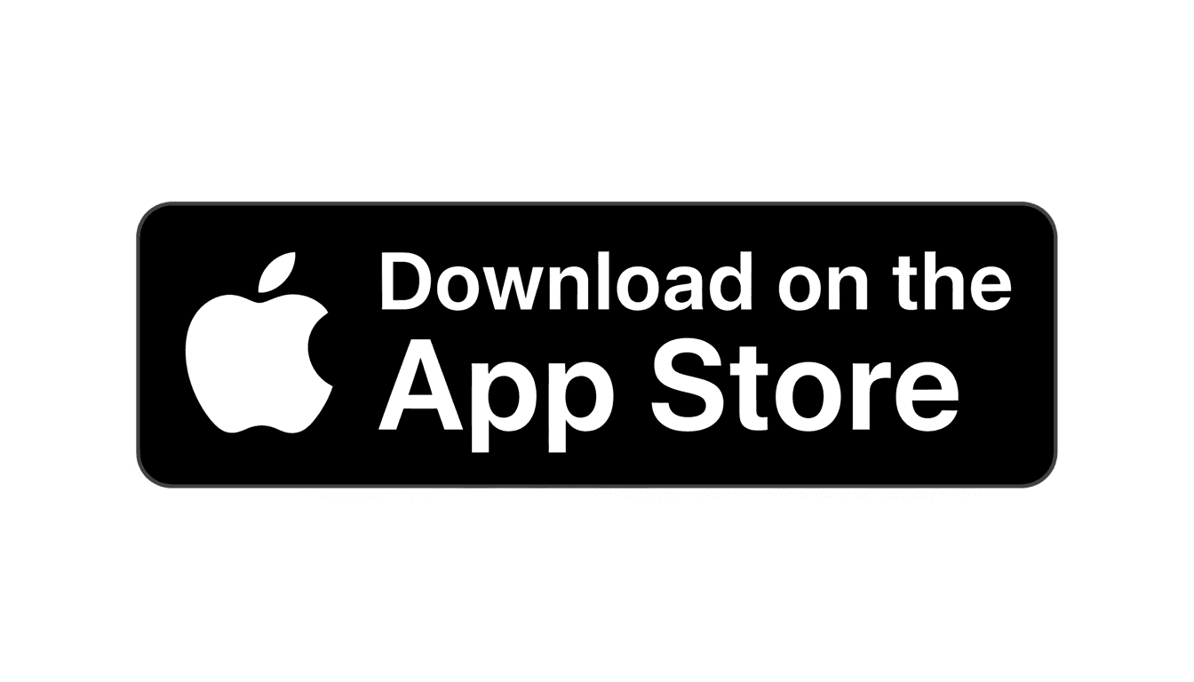 Official black Download on the App Store badge with Apple logo and white lettering, uncropped horizontal store button