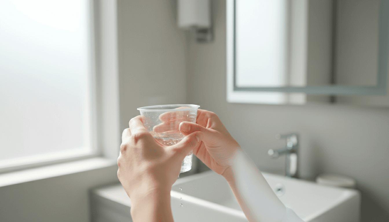 Person rinsing mouth after using a steroid inhaler