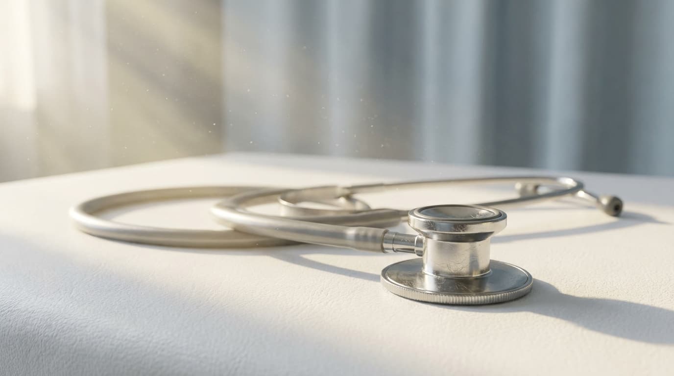 A stethoscope resting on an open pulmonary medical textbook on a clinic desk in Boynton Beach